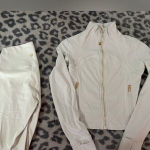 Lululemon Cream Activewear Set with Gold Accents